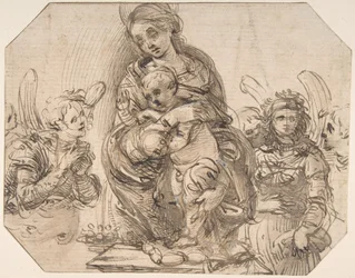 Jomfru og barn deltog af engle, 145758-1504.