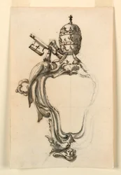 Tegning, et paveligt våbenskjold, 1740-70