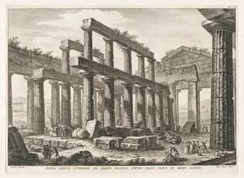 En anden indvendig visning af Hexastyle Hypaethral Temple fra syd, fra Antichit? af Pesto (Paestums antikviteter)