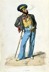 It guappo af F. Palizzi af efter "" Costumes of the kingdom of Napoli "" af De Bourcard