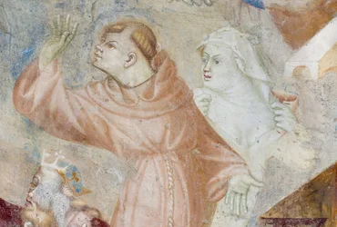 Munke, detalje af den sidste dom, ca. 1400