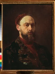 Autoportræt (Selvportræt) - maleri af Firs Sergeevich Zhuravlev (1836-1901), olie på lærred, russisk kunst 1800-tallet - Statens Tretyakov Gallery, Moskva