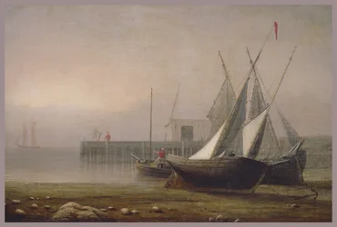 Fiskerbåde ved lavvande, ca. 1850