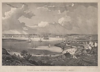 Udsigt over byen Gloucester, Mass.