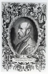 Abraham Ortelius, frontispice til hans World Theatre, 1579