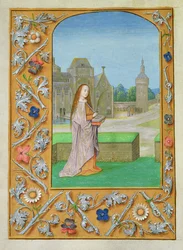 Tilføj 54782 f.70v St. Barbara, fra Hastings Hours, c.1475-83 (vellum)