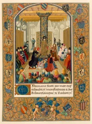 Hertug Charles le Temeraire midt i sit hof med ridderne af ordenen af det gyldne skind, 1473