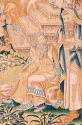 flamsk gobelin. Serien Judiths bog. Vend tilbage til Bethulia (Regreso a Betulia). Ottende gobelin i serien. Fremstilling Holland, Bruxelles(?). Anden halvdel af 1500-tallet. Stof Uld. Placering Church of Saint Nicholas of Bari (museet åbnet