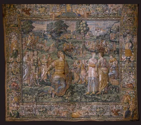 flamsk gobelin. Serie: Abrahams historie. Abrahams kald (The Vocation of Abraham). Omkring 1575-1