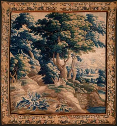 flamsk gobelin. Såkaldt Verdure. Atelier af Oudenaarde. 332x318 cm. Inv 00021. 1600-tallet.