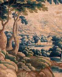 flamsk gobelin. Såkaldt Verdure. Atelier af Oudenaarde. 332 x 318 cm. Inv 00021. 1600-tallet.