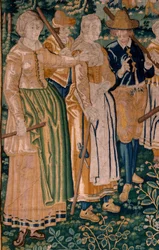 flamsk gobelin. Gåselegen. Atelier af Oudenaarde. 341x395 cm. Inv (83058)-7 / 0008. 1600-tallet.