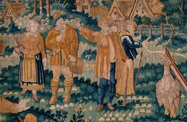 flamsk gobelin. Gåselegen. Atelier af Oudenaarde. 341x395 cm. Inv (83058)-7 / 0008. 1600-tallet.