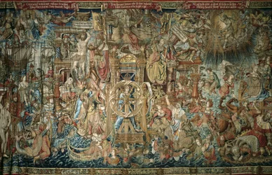 Fortune (1520-1525), gobelin i serien af æresbevisninger fra det kongelige palads i Granja de San Ildefonso - AELST III, Pieter van (c.1495-1555). Fortune. 16. årh. Spanien. CASTILIEN OG LEON. Real Sitio de San Ildefonso. Det kongelige palads i La Granja d