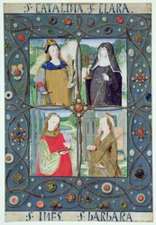 Marlay Cutting SP.5: Fire kvindelige helgener, fra en timebog produceret i Gent eller Brugge, ca. 1510