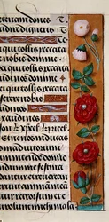 Ms. 1058-1975, f.120r: detalje af en blomsterkant fra en Timebog, ca. 1500 (vellum)