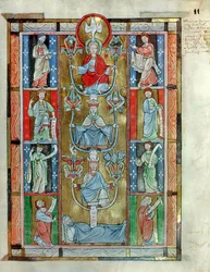 Ms 340 fol.11r The Tree of Jesse, fra De Laudibus Sancte Crucis af Rabanaus Maurus (c.780-856) fra Anchin Abbey
