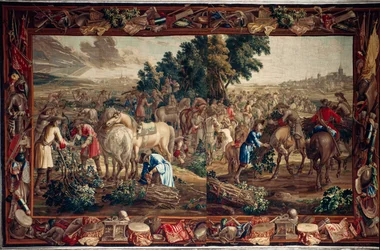 Palads (Schlossanlage Schleißheim). flamsk gobelin. Bruxelles atelier Judocus De Vos. Design Lambert De Hondt. Uld og silke. Omkring 1715 - 1724.
