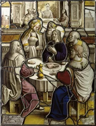 Panel, sandsynligvis forestillende Kristus ved nadveren med Simon farisæeren