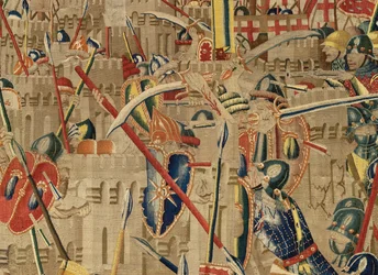 Sognemuseum for gobeliner (Parish Museum of Pastrana Tapestries). flamsk gobelin. Tag af Asilah (Take of Asilah, Angreb på Asilah, De inname van Arzila). Serie Erobringer af kong Alfonso I af Portugal. Tournai.