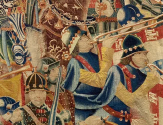 Sognemuseum for gobeliner (Parish Museum of Pastrana Tapestries). flamsk gobelin. Tag af Asilah (Take of Asilah, Assault on Asilah, De inname van Arzila). Serie Erobringer af kong Alfonso I af Portugal. Tournai.
