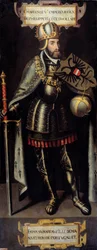 Portræt af Karl V (1500-1558) konge af Spanien, kejser af Det Hellige Romerske Rige. Maleri af den flamske skole