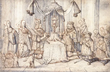 Portrætter af kejser Maximilian I, hans kone, datter, søn og andre i det hellige kapel i Dijon, ca. 1600