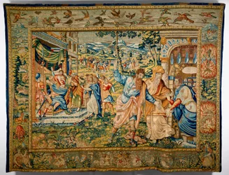 Sankt Paulus med Barnabas udvist fra stedet for sin forkyndelse (tekstil)