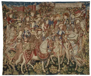 Gobelin med Hercules og hans ledsagere på Olympen, muligvis lavet i Tournai, ca. 1465-70 (uld og silke)