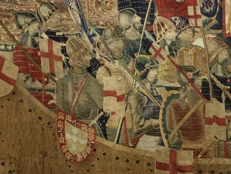 Gobelin, der viser erobringerne af kong Alfonso V af Portugal (Conquistas de Alfonso V de Portugal), Tournai. Detalje. (uld og silke)