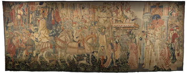 Gobelin, der viser erobringerne af kong Alfonso V af Portugal (Conquistas de Alfonso V de Portugal), Tournai. Detalje. (uld og silke)
