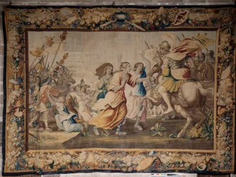 Katedralen (Catedral de Santa María de Sigüenza). Domkirkens samling. flamsk gobelin. Roms historie (?). Signeret: “BB D EGGERMANS. Ian Le Clerc, D Eggermans”. Bruxelles. Begynd det 17. århundrede.