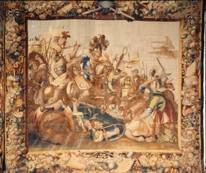 Katedralen (Catedral de Santa María de Sigüenza). Domkirkens samling. flamsk gobelin. Roms historie. Signeret: Ian Le Clerc, D Eggermans. Bruxelles. Begynd det 17. århundrede.