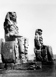 Memnon-kolosserne, Theben, Nubien, Egypten, 1878