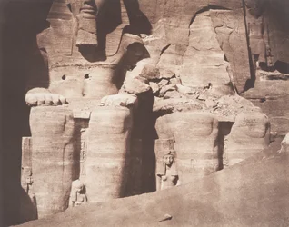 Abo-Semblil, Grand Spéos, Kolossale statuer set fra den nederste del, 1851-52.