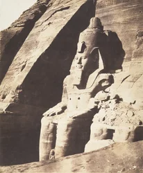 Abou Sembil, Grand Spéos - Kolossale statuer, trekvartudsigt, 1851-52.