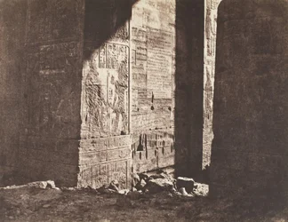 Øen Fileh Philæ, første pylon, fransk inskription indgraveret på Ori..., 1851-52.