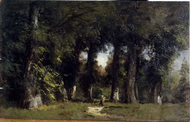 Skovbryn (forside), Animeret landskab (bagside), mellem 1850 og 1860 (olie på træ)