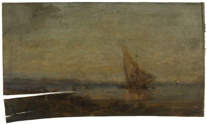 Foran Martigues, det gule sejl, ca. 1875 (olie på træ)