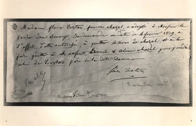 Autograferet brev fra Flora Tristan (1803-44) til den franske justitsminister med anmodning om skilsmisse, 4. februar 1839