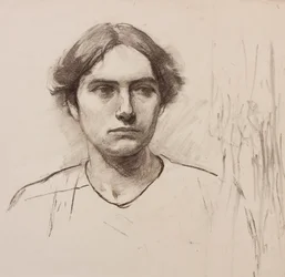 Leder af en kunstskolemodel, ca. 1900 (kul på papir)