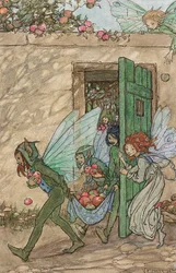 En illustration til Elfin Song (blyant, brunt blæk og akvarel)