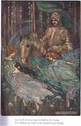 Og stadig om aftenen foran sin hest (Guinevere) (farvelitografi)