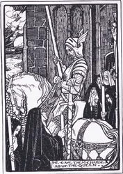 Han gav dem ansvaret for dronningen (Guinevere) (litografi)