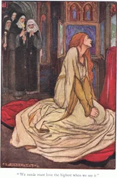 "Vi må have det højeste, når vi ser det" (Guinevere) (farvelitografi)