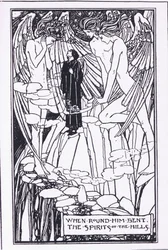 Da bjergenes ånder bøjede sig omkring ham (Guinevere) (litografi)