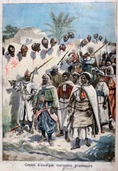 Kolonne af oprørske marokkanere taget til fange ved Tadla af Sultan Abdul-Hafizs hær, 1897.