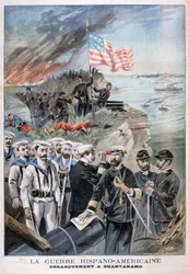 Landstigning af tropper ved Guantanamo, Cuba, 1898.