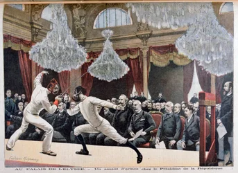 Fægtning foran republikkens præsident, Palais de lÉlysée, 1895