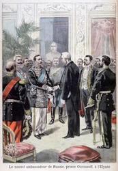 Prins Ourousoff, Ruslands ambassadør i møde med Félix Faure, 1898